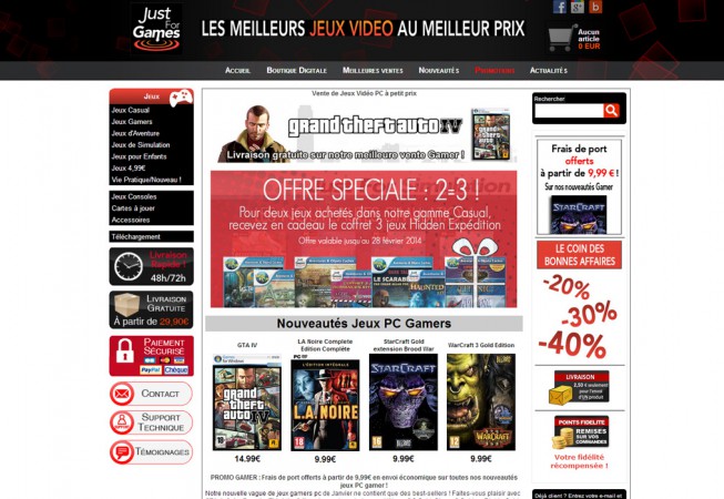 Justforgames propose une large gamme de jeux vidéos