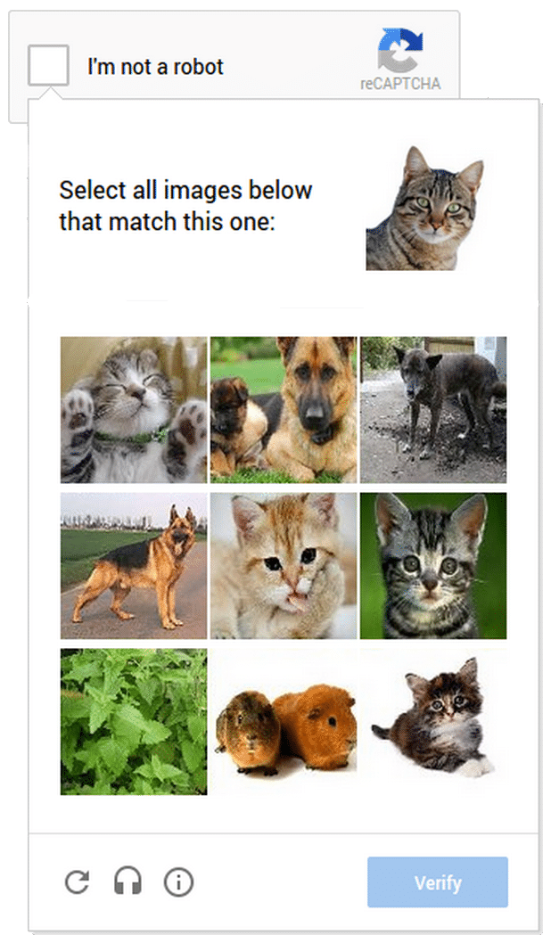 Un captcha en images