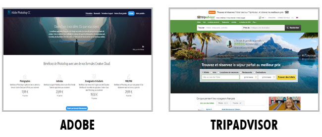 Exemple de Layout : Adobe et Tripadvisor