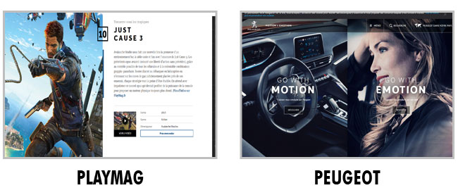 Exemple de layout : Playmag et Peugeot